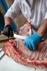 Meat processing by the butcher
