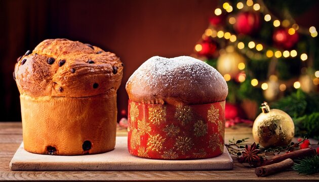 Weihnachtsbackerei Panettone Und Pandoro Italienische Weihnachtskuchen