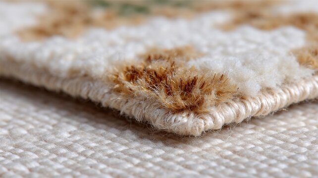 Nahaufnahme einer Brandspur und geschmolzener Fasern auf neutral get&ouml;nter Oberfl&auml;che