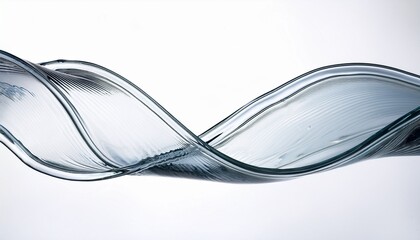 Abstract Wavy Liquid Flowing Transparent Tube Isolated On White Background