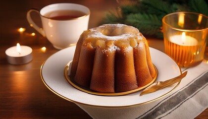 Merienda Navidena Budines Pan Dulce Y Te Breakfast Christmas Pudding Cake And Tea