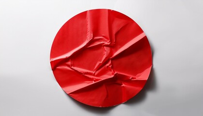 Red Crumpled Paper Circle Label With Wrinkles And Folds A Textured Mockups Element For Design Sticker