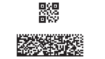 Fototapeta premium Combined QR code and data matrix barcode, abstract digital pattern for technology, information transfer, and modern business solutions, black and white graphic.
