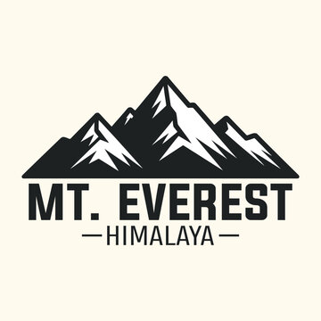 Mount Everest, Nepal Himalayas, Highest Mountain Vector Logo