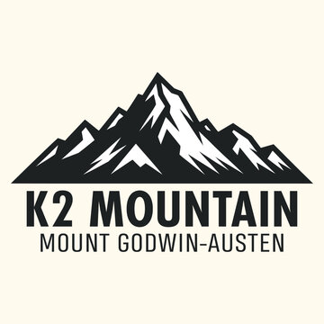 K2 Mountain Vector Logo - Second-Highest Peak in the World