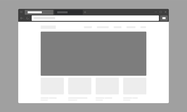 Minimalist Grayscale Website Wireframe UX UI Blueprint with Hero Section and 4 Column Grid for Web Development Planning