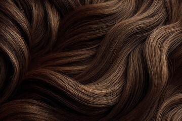 Naklejka premium Curly brown hair texture displayed on a flat surface with strands flowing in various directions