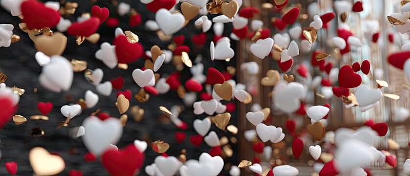 Celebrate love with red and white hearts on a dark backdrop for a special occasion and new miscellany in the center