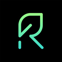 R leaf minimalist modern logo design