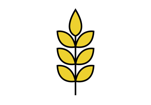 Espiga de trigo amarilla con contorno negro