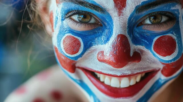 Person with clown face paint