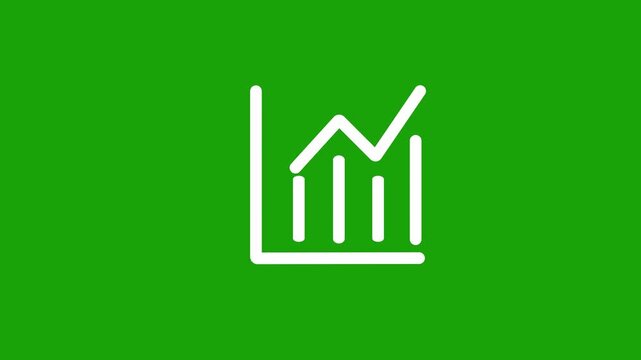 Digital Interface Bundle: Skip Ad 5s Timer, No Ads Sign, Neon Lightning Bolt, and Business Growth Bar Chart Icons on Green Screen Chroma Key. Professional Motion Graphics for Marketing and Video Editi