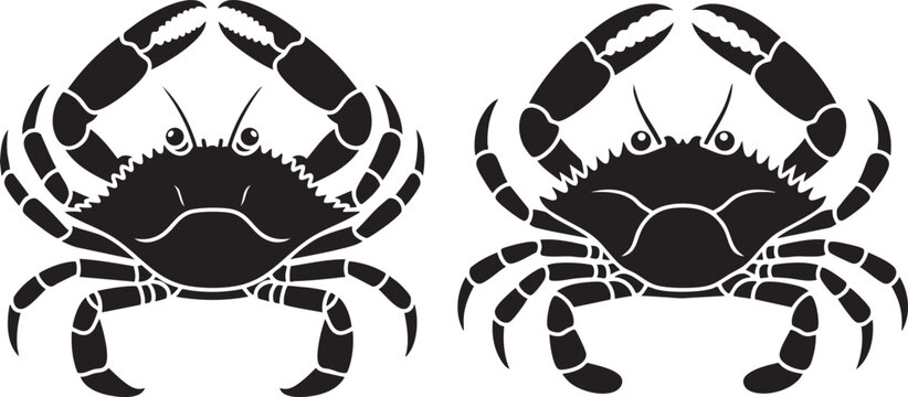 crab silhouettes set in bold black vector illustration style