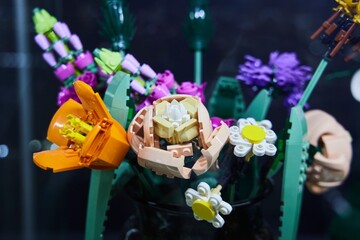 Naklejka premium Moscow, Russia. - June 23, 2025: Lego construction kit, old models. Collection of the famous toy series