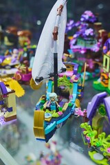 Naklejka premium Moscow, Russia. - June 23, 2025: Lego construction kit, old models. Collection of the famous toy series