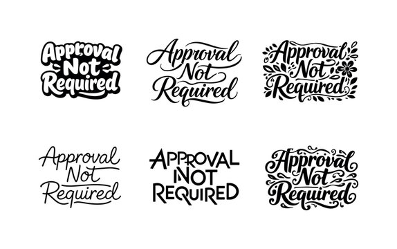 Approval not required lettering. Set lettering. harmonious lettering variations of the same emblematic concept, each with different artistic