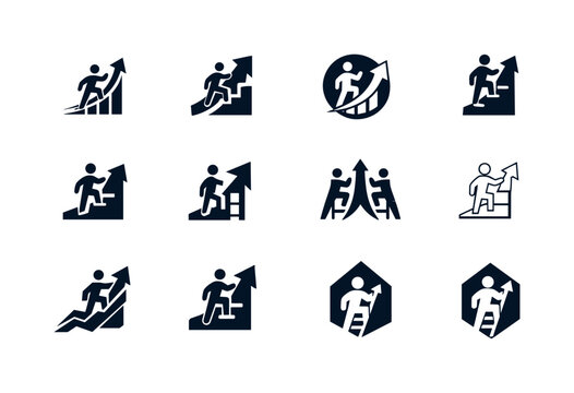 Career Logo Set. Job hunting for recent graduates and entry-level positions. Icon set. Set Logo of job hunting for recent graduates and entry-level positions: