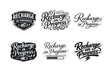 Recharge in progress. Set lettering. harmonious lettering variations of the same emblematic concept, each with different artistic