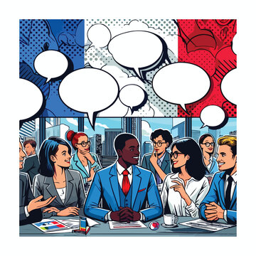france francophonie day professionals flat comic illustration