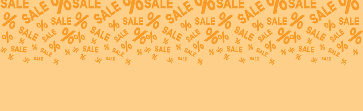 Special offer icons isolated on yellow background. Promo banner with percent off signs. Vector seamless sale discount border for promotion, best price or Black Friday design