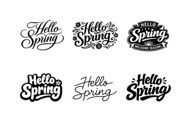 Obraz premium Elegant seasonal phrases. Set lettering. harmonious lettering variations of the same emblematic concept, each with different artistic