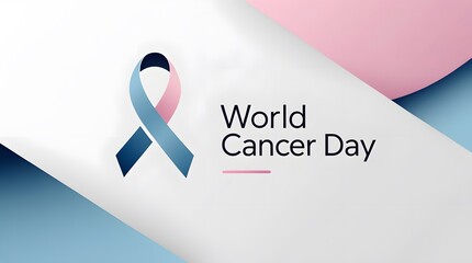 World Cancer Day Typography with Stylized Ribbon Symbolizing Hope