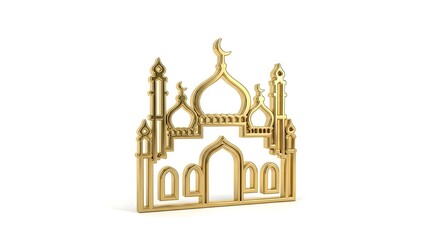 Obraz premium Golden Mosque Silhouette Icon Isolated on White Background