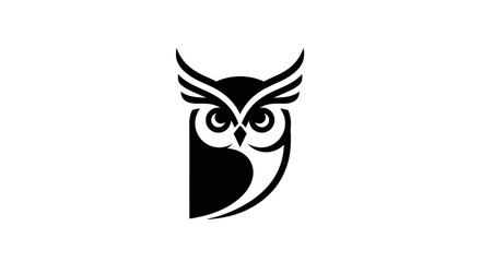 Fototapeta premium Stylized owl silhouette graphic on white background vector illustration