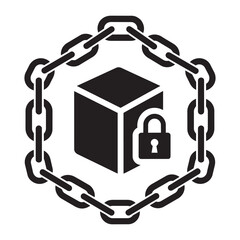 Secure package data protection with padlock and strong chain link concept