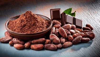 Cocoa Beans Powder And Chocolate
