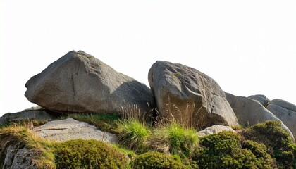 Big Rocks With Grass On A Transparent Background