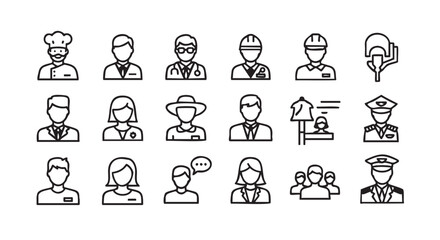 Collection of diverse professional and occupational flat design icons