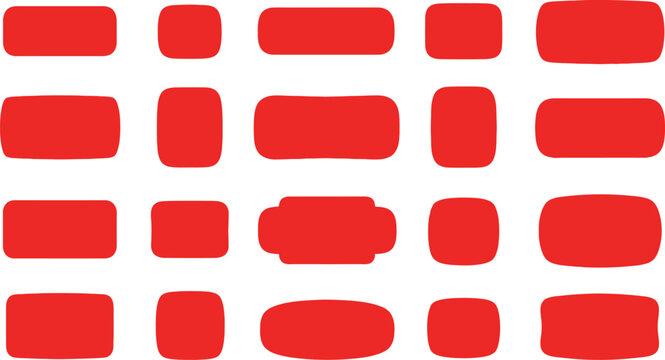 Collection of red rounded rectangles and squares on white background pattern geometric
