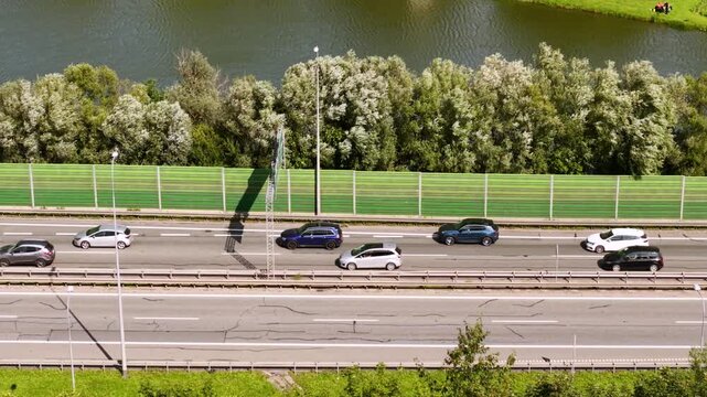 Traffic jams on the road at the bypass of Gdansk. Poland