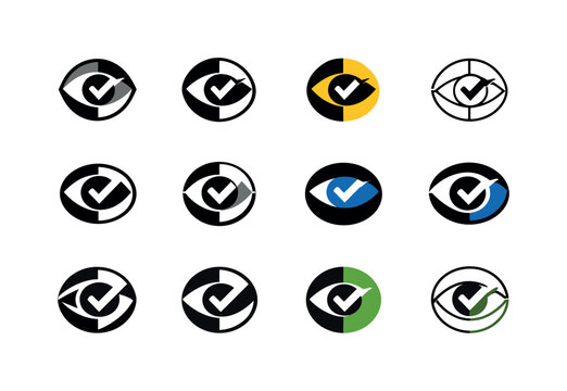 Accessible UX/UI. Icon set. Set Logo of Accessible UX/UI: contrast and readability symbol. harmonious logo variations of the same emblematic