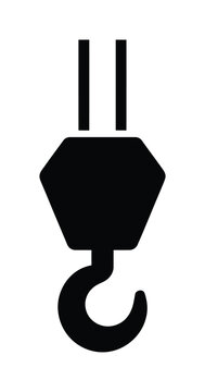 Black vector hook symbol with two lines and hexagonal shape