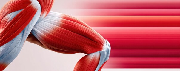 Fototapeta premium Abstract illustration of hip muscle fibers and tendons, dynamic anatomy artwork