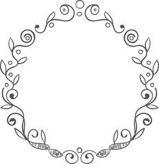 Doodle ornament circle. Retro hand drawn border