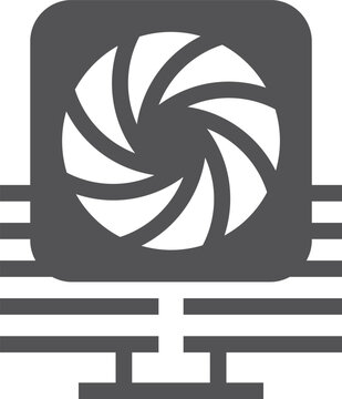 Cpu fan black icon. Pc chip symbol
