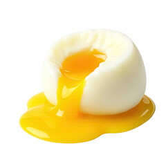 Fototapeta premium A cracked egg sits on top of its yolk, depicting a scene of brokenness and vulnerability