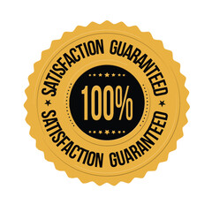 Satisfaction Guaranteed golden badge,emblem or label