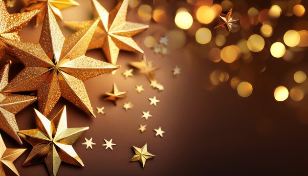Goldene Sterne Weihnachtlicher Hintergrund Mit Textfreiraum