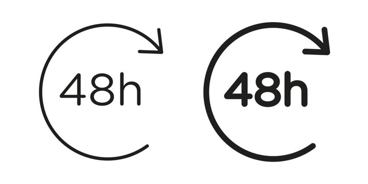 48 hours icon in black solid style. linear symbol.
