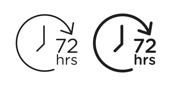 72 hours icon in black solid style. linear symbol.