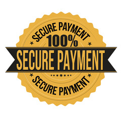 Secure payment golden badge,emblem or label on white