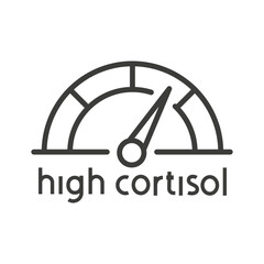 high cortisol icon, scale with arrow