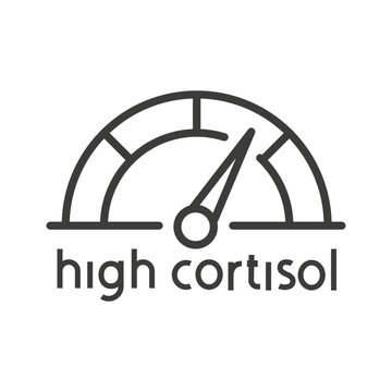 high cortisol icon, scale with arrow
