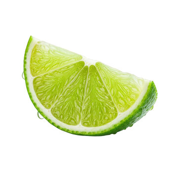Fresh lime wedge slice isolated on transparent background
