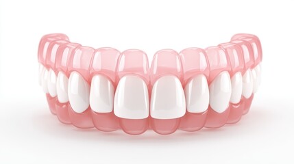 Fototapeta premium Ultra-realistic 3D render of front teeth with E-max veneer showcasing detailed dental structure and natural appearance for dental education and marketing