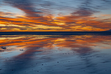 Spectacular Sunset on a Salt Flat Pond